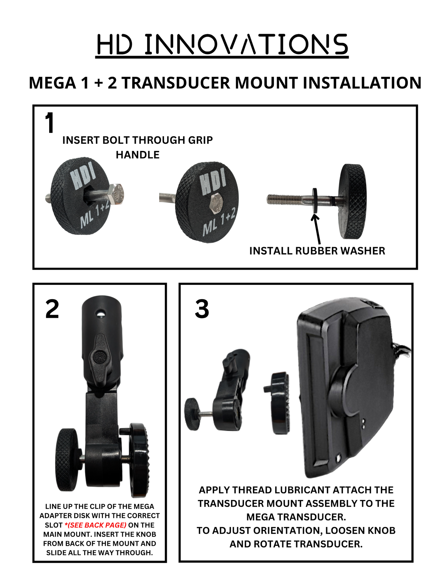 Humminbird MEGALIVE 1 + 2 Adapter Disk and Transducer Knob