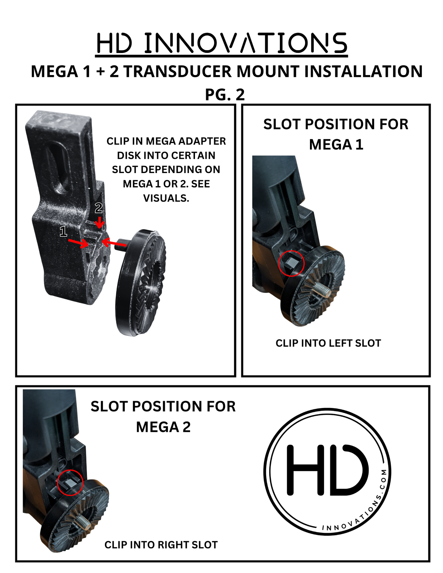 Humminbird MEGALIVE 1 + 2 Adapter Disk and Transducer Knob