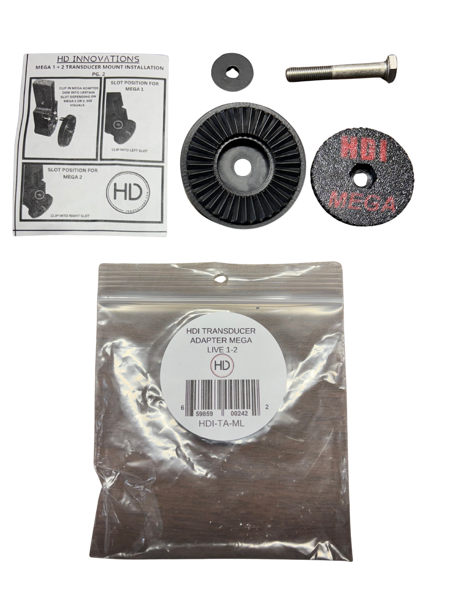 Humminbird MEGALIVE 1 + 2 Adapter Disk and Transducer Knob