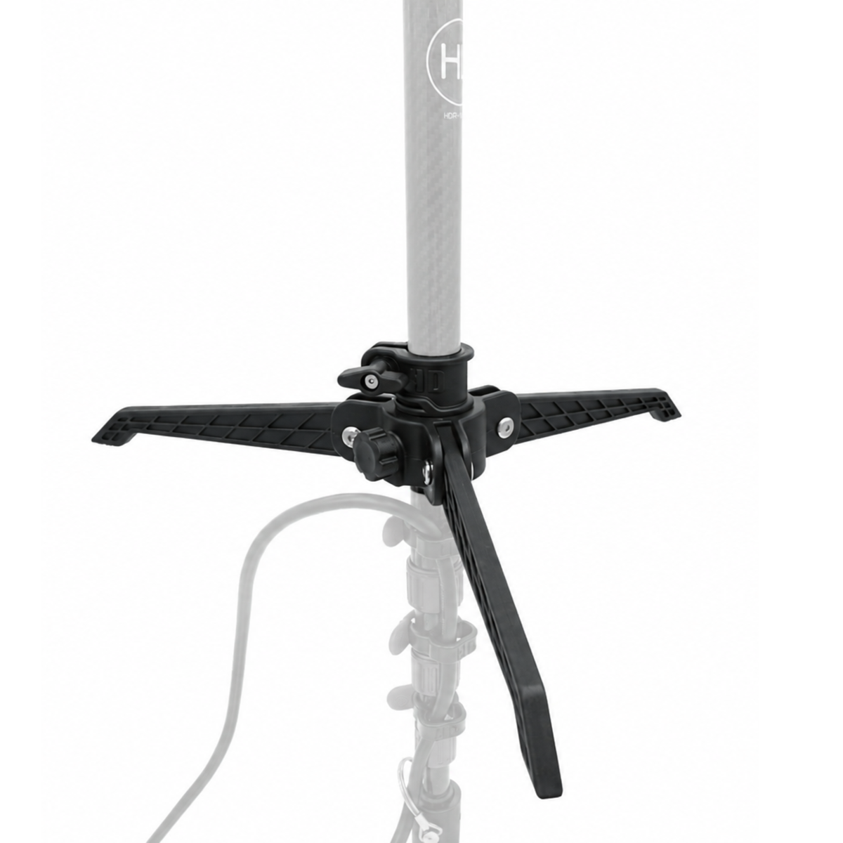 HD Ice Tripod installed on an X-Over FFS Pole with adjustable tripod legs extended