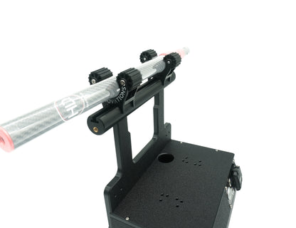 The HDI Shuttle with the handle and included pole holders installed, and a grayed-out pole inserted into the pole holders to show functionality