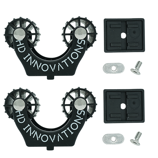 Included parts for the HD Uni-Mount Pole Holders, straight-on view.