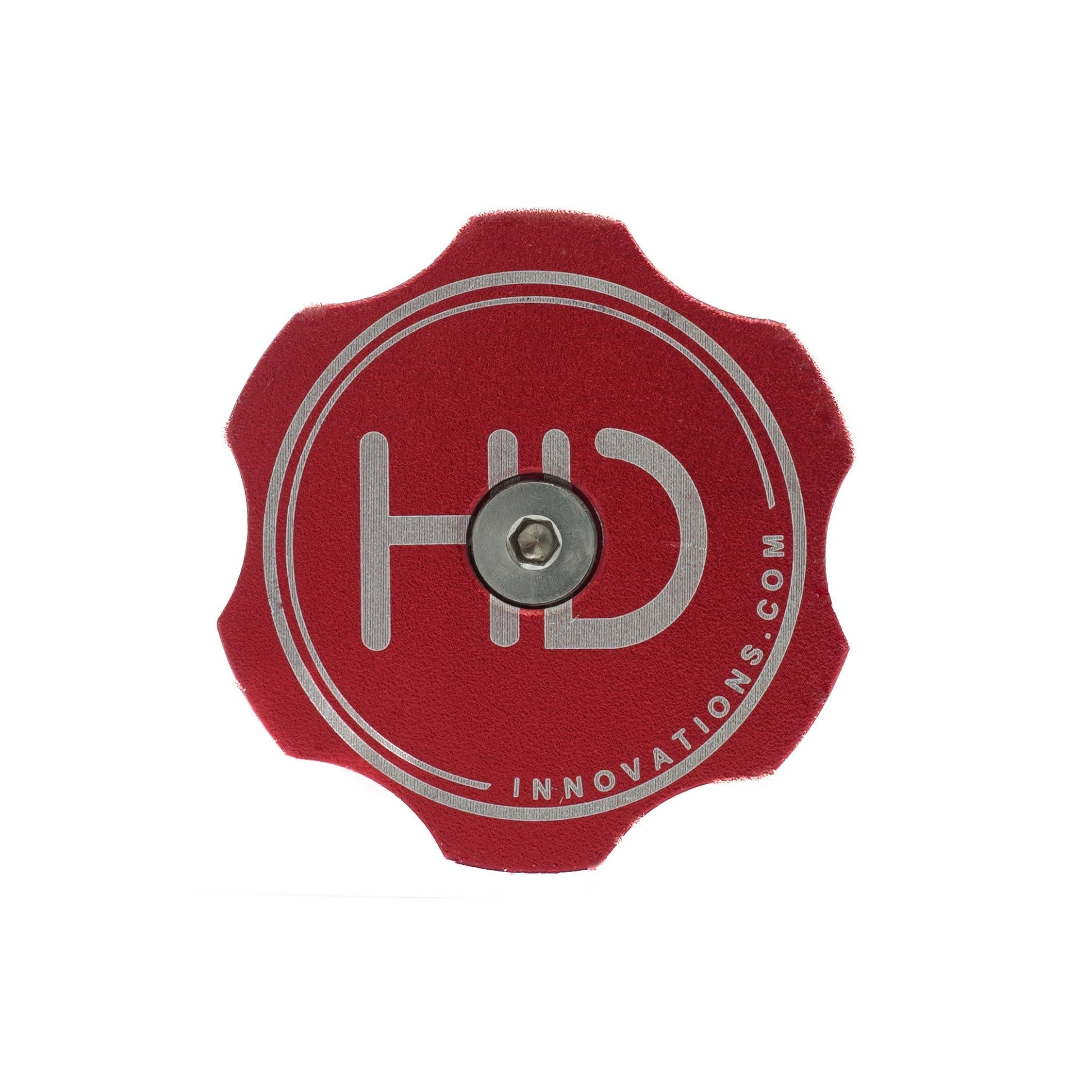 The red LVS-34 billet transducer knob hero image, straight on