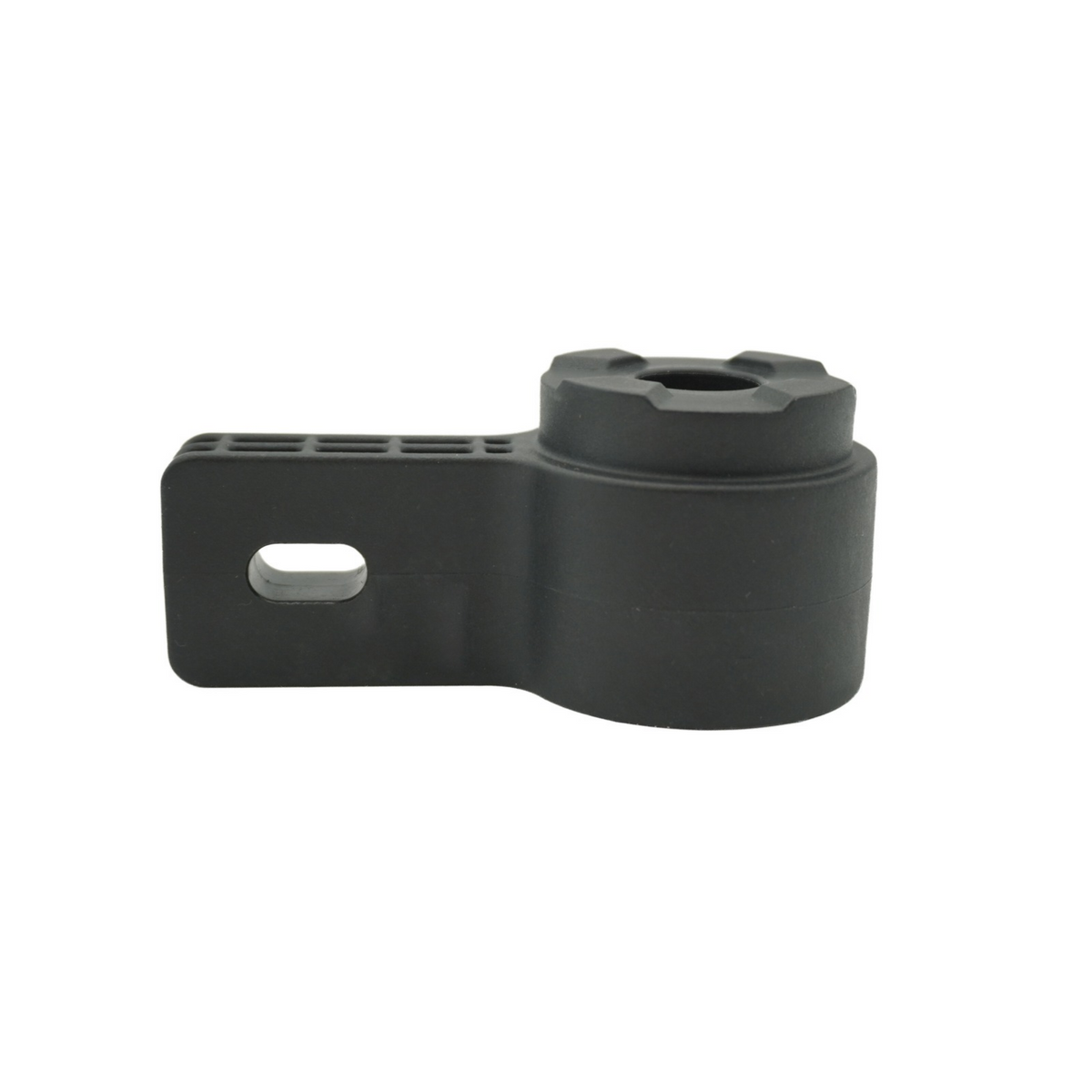 HDI ActiveTarget 2XL transducer mount adapter shown from a low side angle.