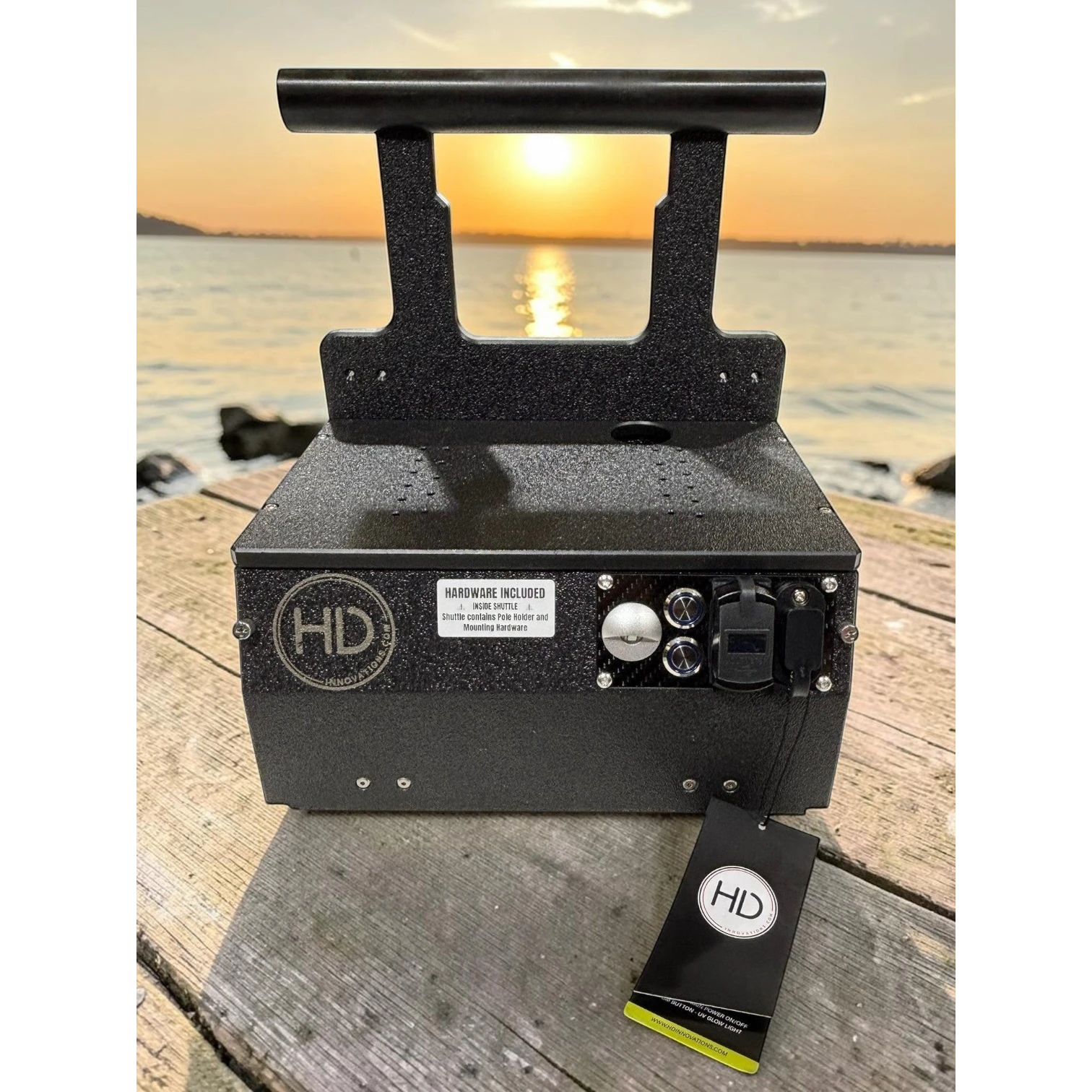HD Innovations black refurbished shuttle with prewired switch panel, USB, charge port, and UV blue light.