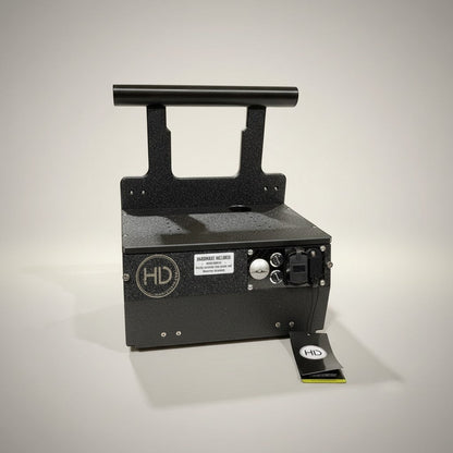 HD Innovations black refurbished shuttle with USB port, charge port, and UV blue light. Includes pole holders and mounting hardware.